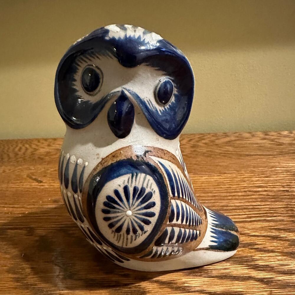 Mexican Hand Painted Owl Figurine